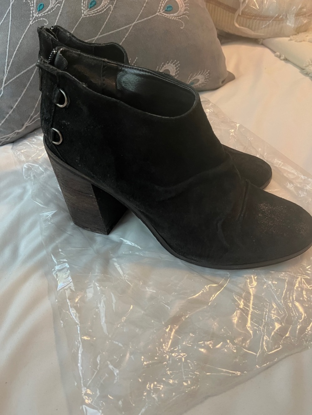 Boutique 9 Black Suede Block Heel Ankle Booties